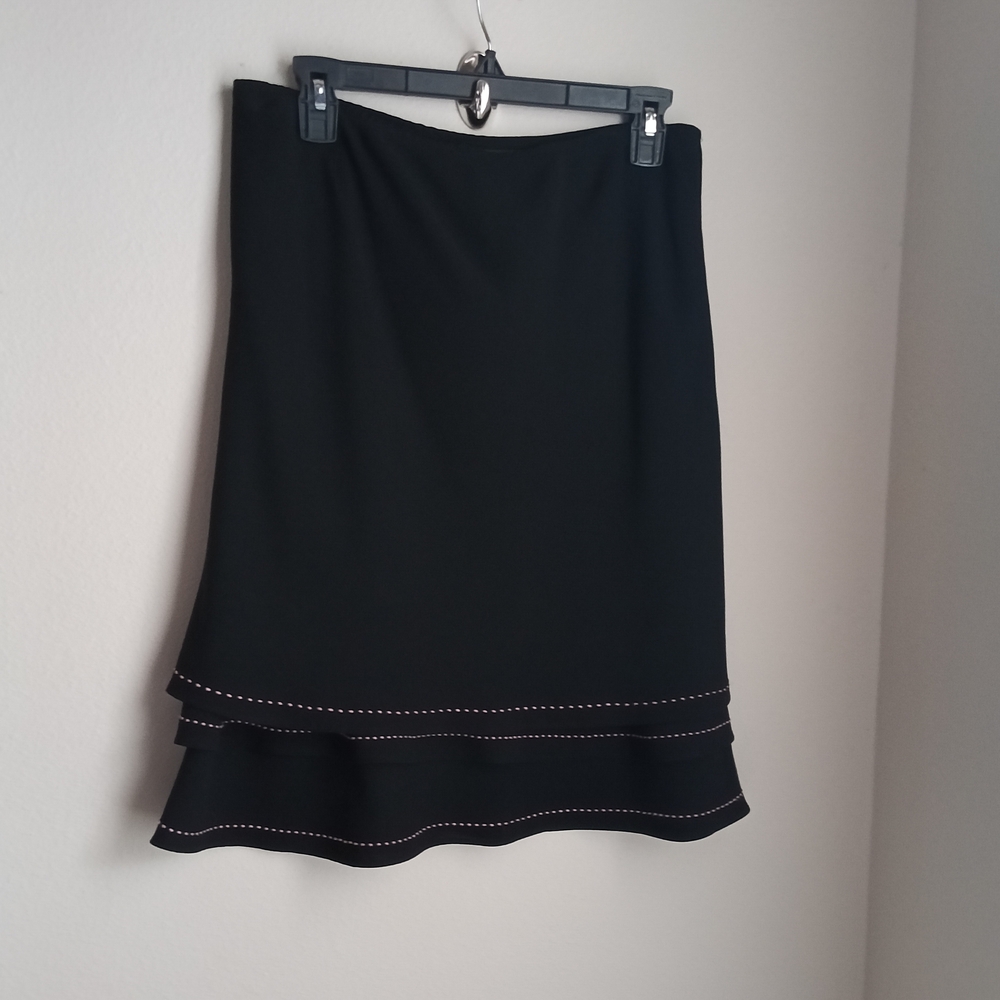 Michele Skirt Women PL Black & Pink Elegant Tiered Pencil Vintage Office Church